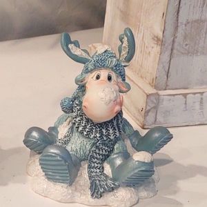 Adorable Holiday Mose Ceramic Ornament